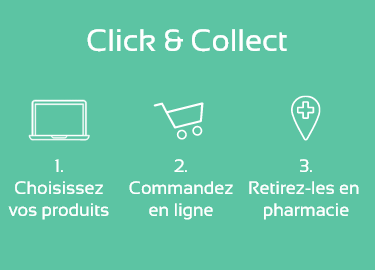 Couple commandant en ligne via ordinateur à la pharmacie puis allant le chercher en click and collect